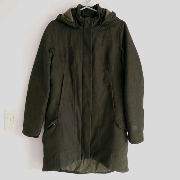 THE NORTH FACE Dryvent Coat Womens M Gray Heringbone Removable Hood Zip Pocket - Picture 1 of 16